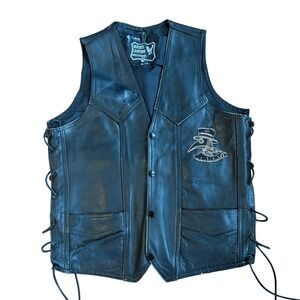 Vintage Biker's Leather Accessories Plague Doctor Vest Goth Grunge Biker Size 40